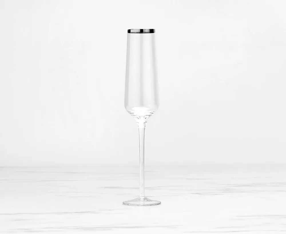 Regis Champagne Glass, Silver Rim, 6.7 oz