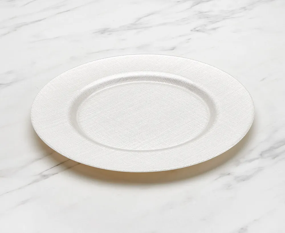 Charger Plate, White Glitter