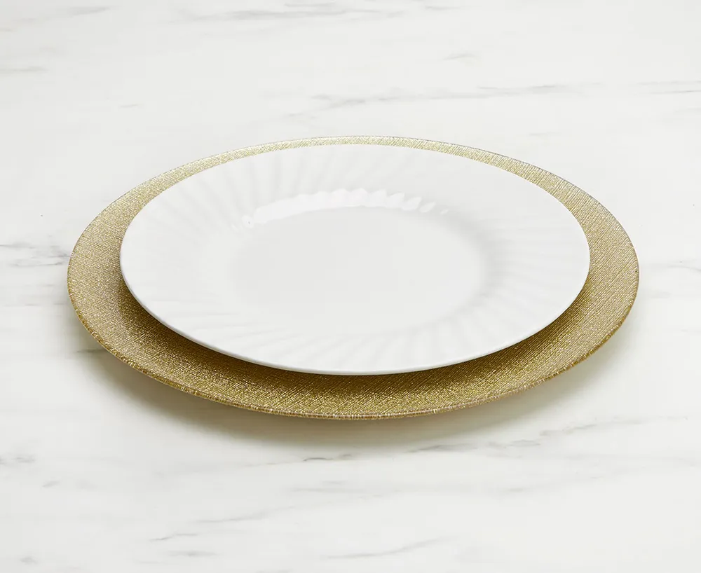 Champagne Charger Plate, Gold Glitter