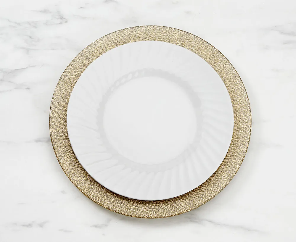 Champagne Charger Plate, Gold Glitter