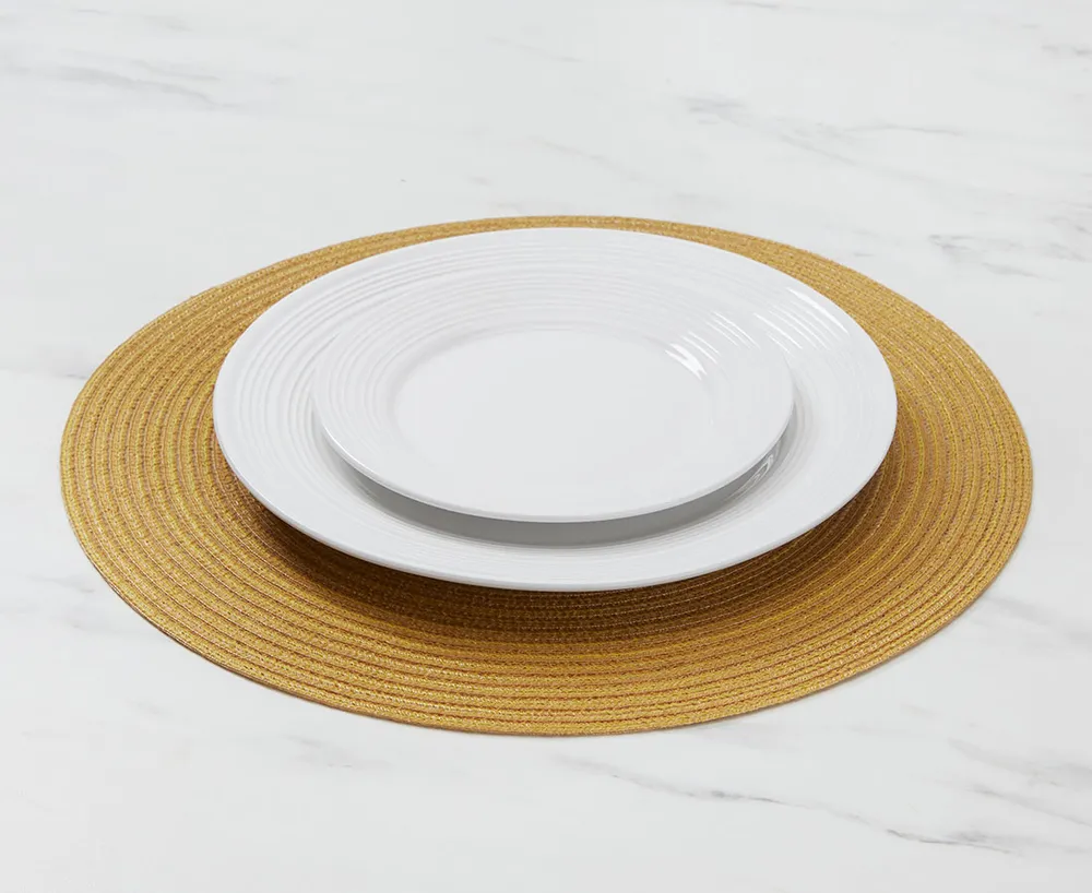 Ora Round Woven Placemat, Yellow 