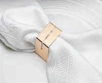 Oxford Napkin Rings with Cards, Gold, Set of 4 