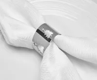 Navidad Napkin Rings with Cards, Silver, Set of 4