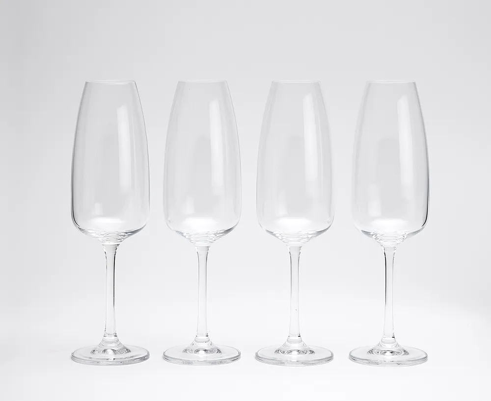 Fascino Flute Glasses, Set of 4, 10 oz