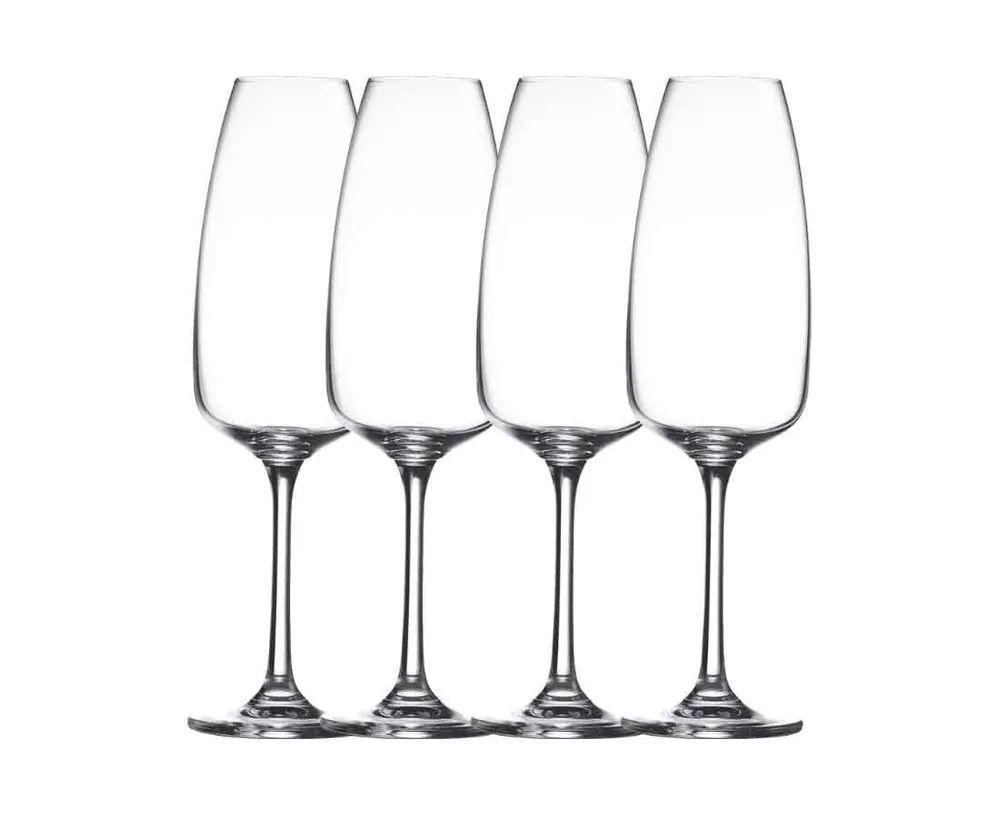 Fascino Flute Glasses, Set of 4, 10 oz