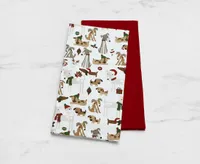 Festive Dogs Tea Towel, Set of 2 