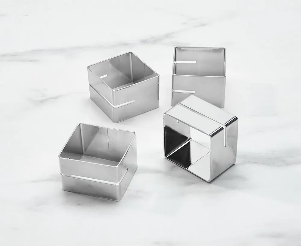 Oxford Napkin Rings with Cards, Silver, Set of 4 