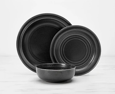 Leather 12-Pc Dinnerware Set, Tuxedo