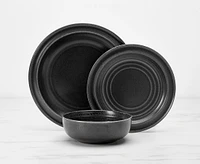 Leather 12-Pc Dinnerware Set, Tuxedo