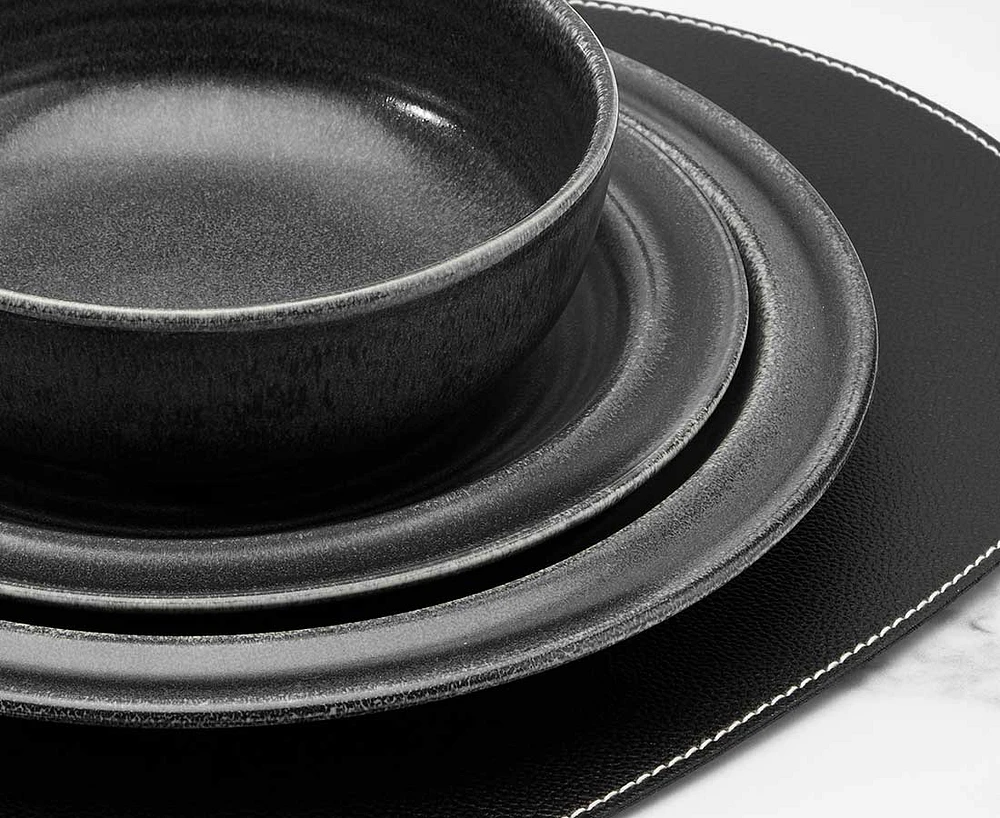 Leather 12-Pc Dinnerware Set, Tuxedo
