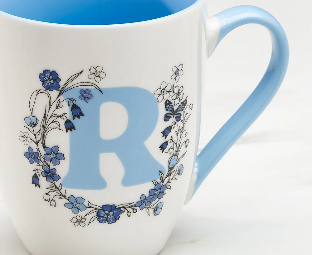 Monogram 'R' Mug, Iris, 14 oz