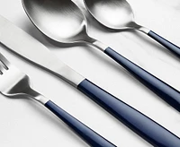 Estilo 16-Pc Flatware, Matte Silver Blue