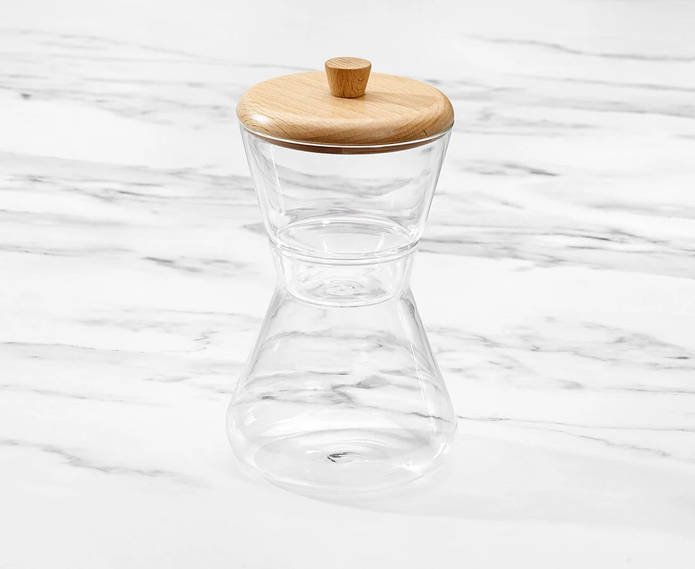 Ensemble en verre pour sucre et crème Java & Co., chêne