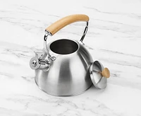 Oak Whistling Kettle with Wooden Handle, Silver, 1.8 L