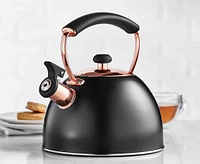 Oro Rosa Whistling Kettle, Black and Rose Gold, 1.8L