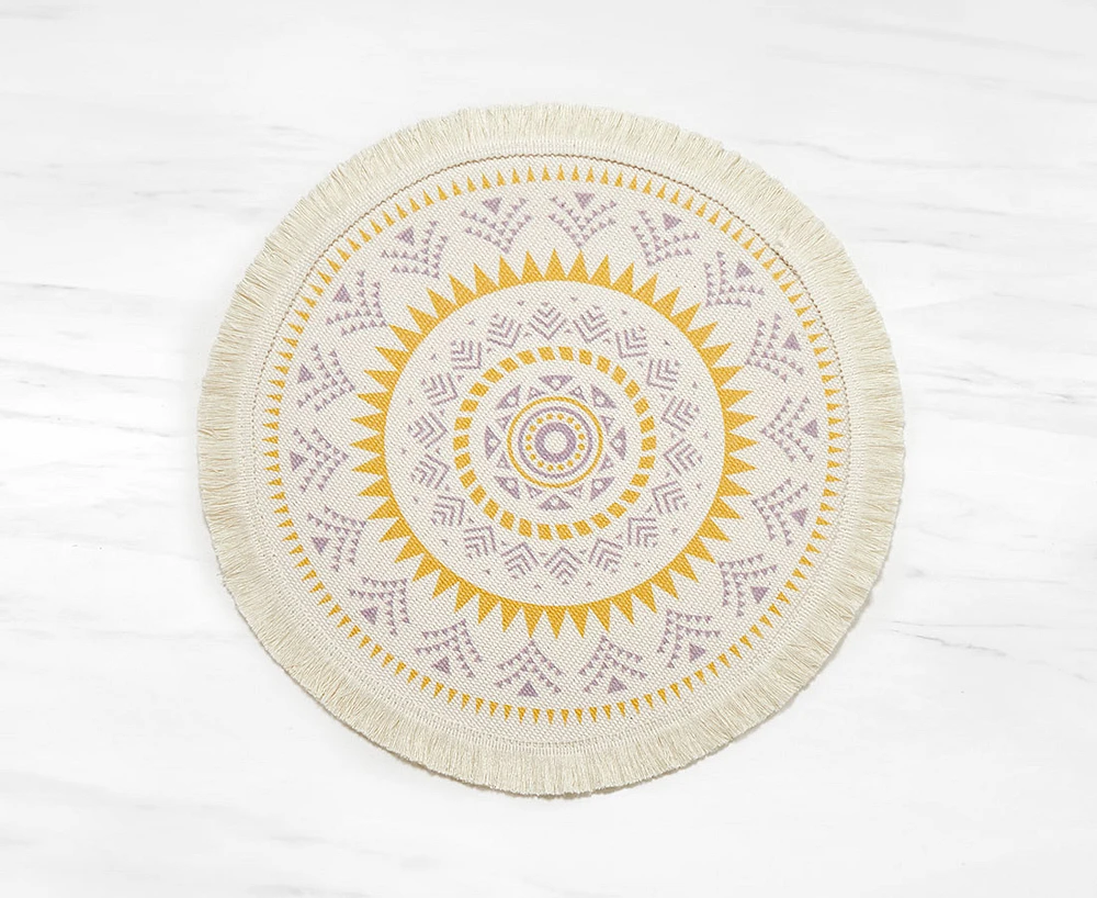 Napperon rond Mosaic, violet et jaune