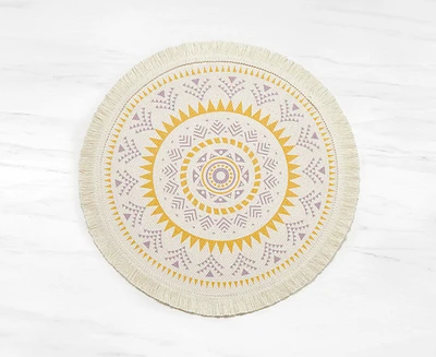 Napperon rond Mosaic, violet et jaune