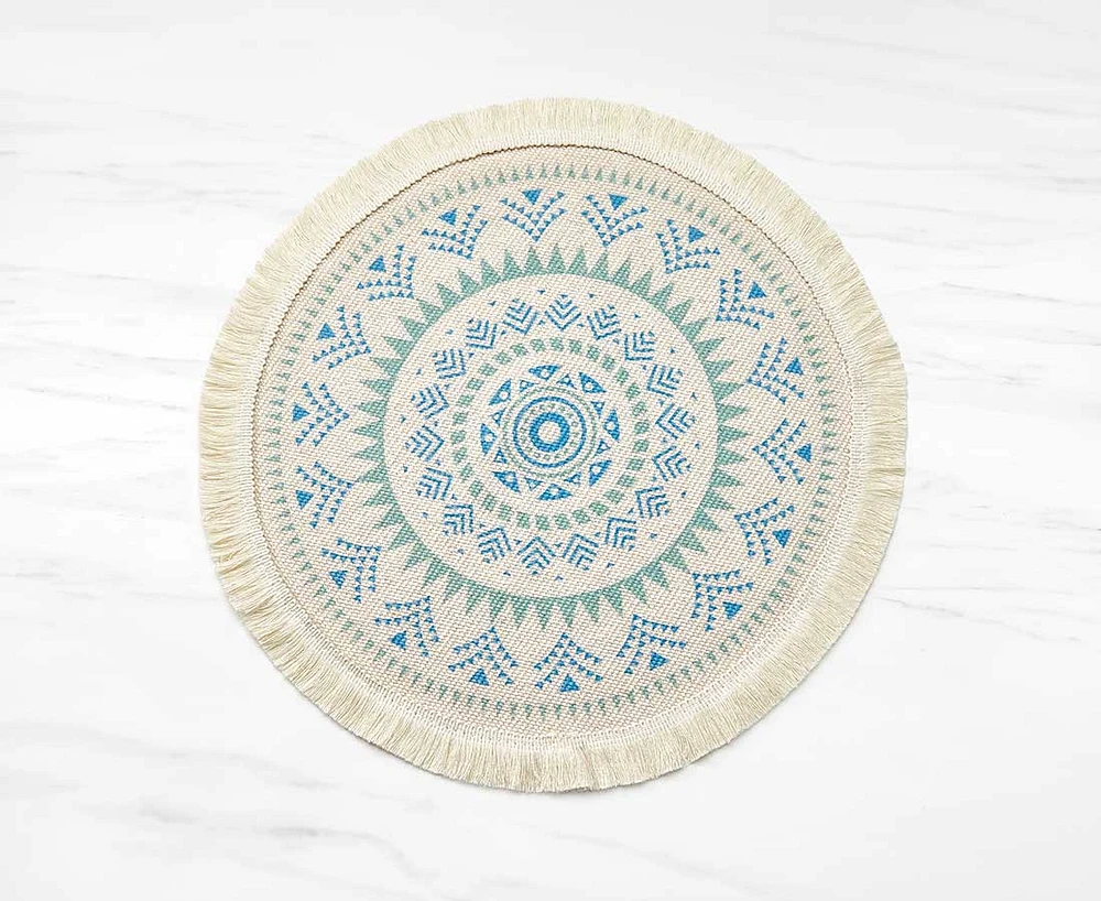 Mosaic Round Placemat, Green & Blue