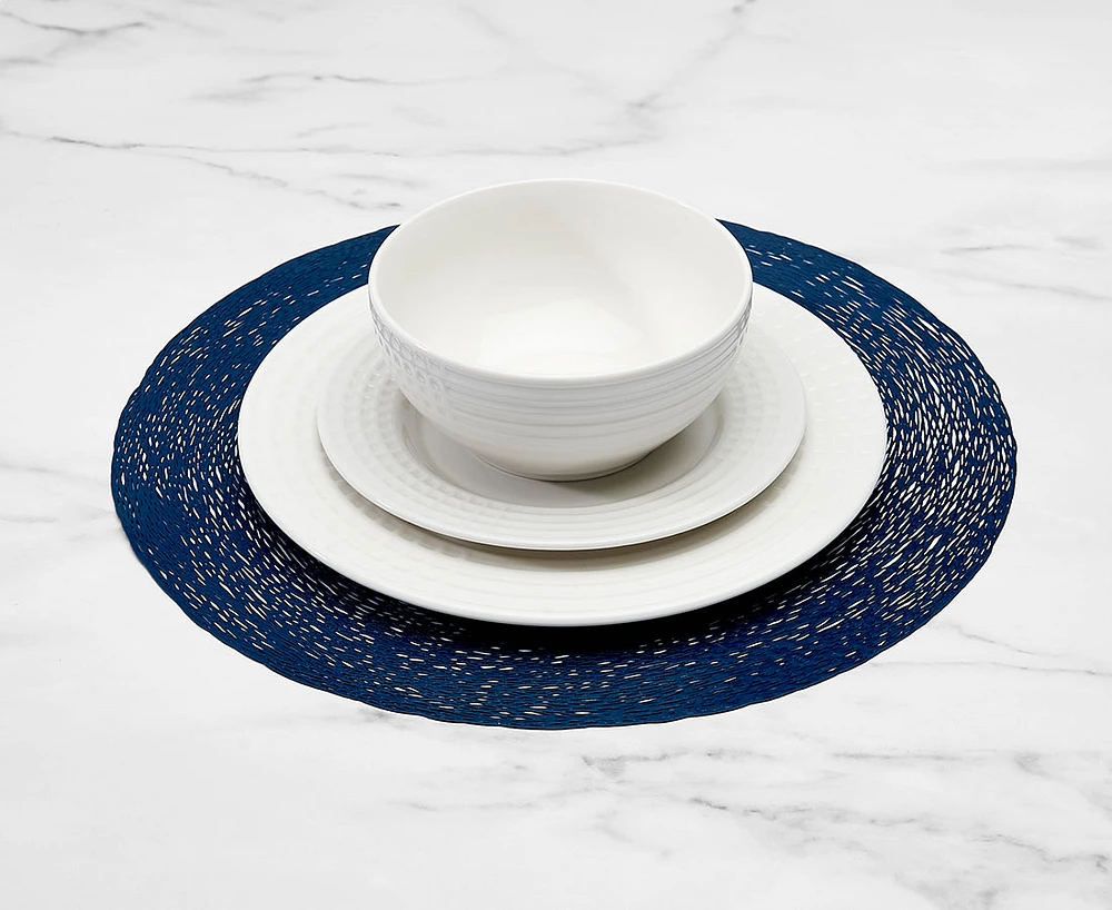 Cypriot Round Placemat, Navy Blue