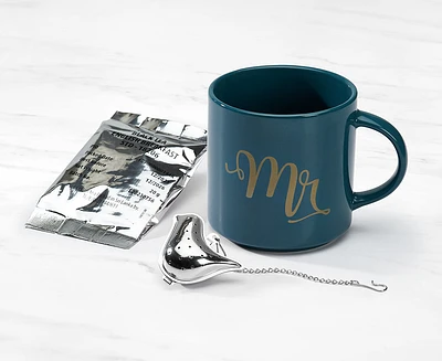 Ensemble tasse et thé « Mr » thinktea, vert et or