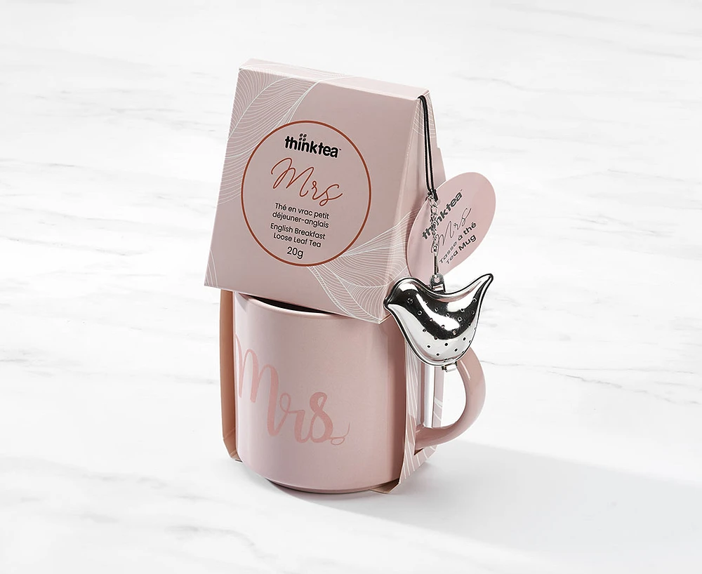 Ensemble tasse et thé « Mrs » thinktea, rose