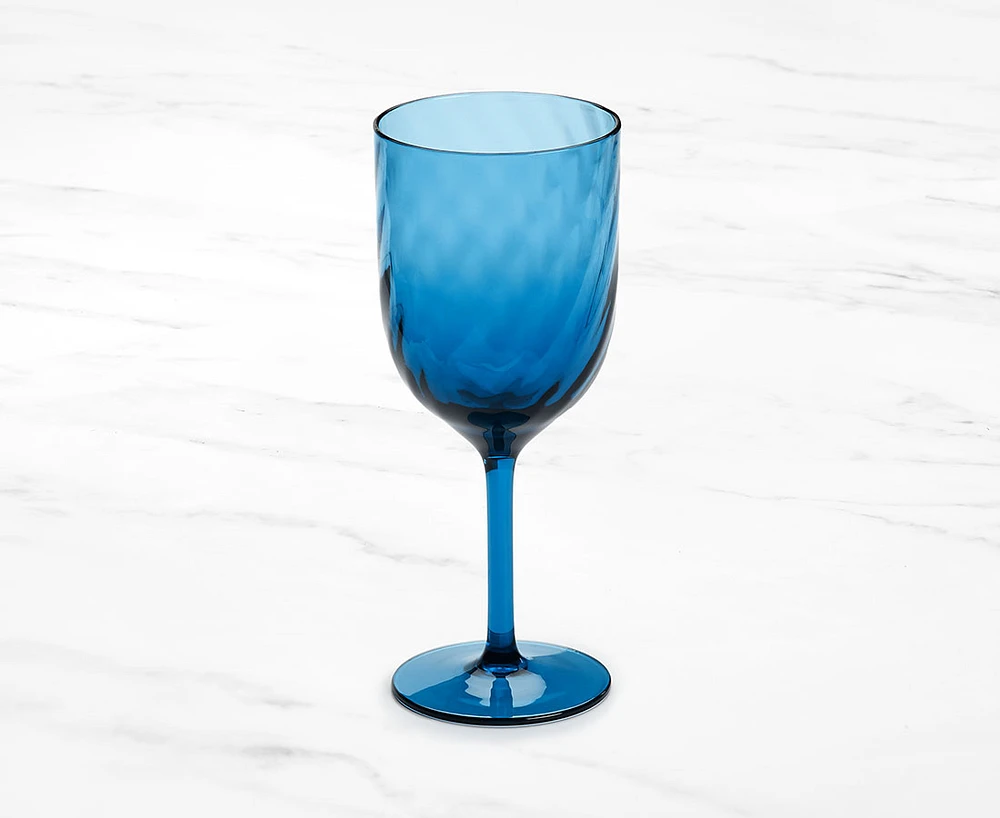 Ripple Acrylic Wine Glass, Blue, 380 ml