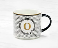 Monogram Mug with Letter O, Black and Gold, 480 ml