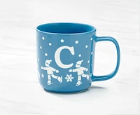 Monogram Mug Skates design and Letter C, Blue and White, 370ML