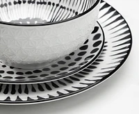 Gallery 18-Pc Dinnerware Set, Black and White