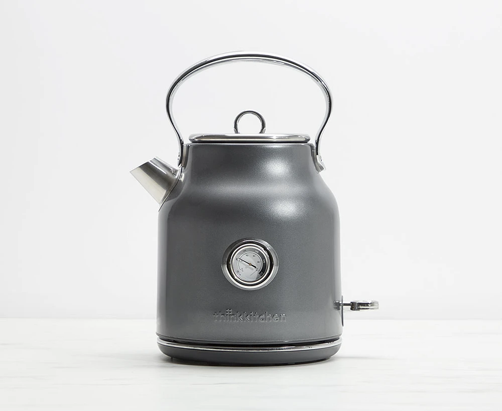 thinkkitchen Retro Electric Kettle, 1.7 L, Charcoal