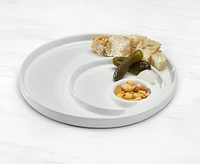 Circular Fondue Plate with 3 Sections, White, 22 cm