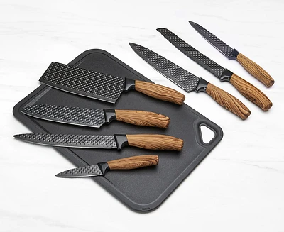 Ensemble de couteaux avec planche Boisé par thinkkitchen, 8 pièces