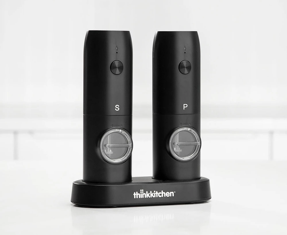 thinkkitchen Gourmet Salt and Pepper Grinders with USB Charging Dock