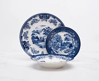 Manor 12-Pc Dinnerware Set, Blue and White