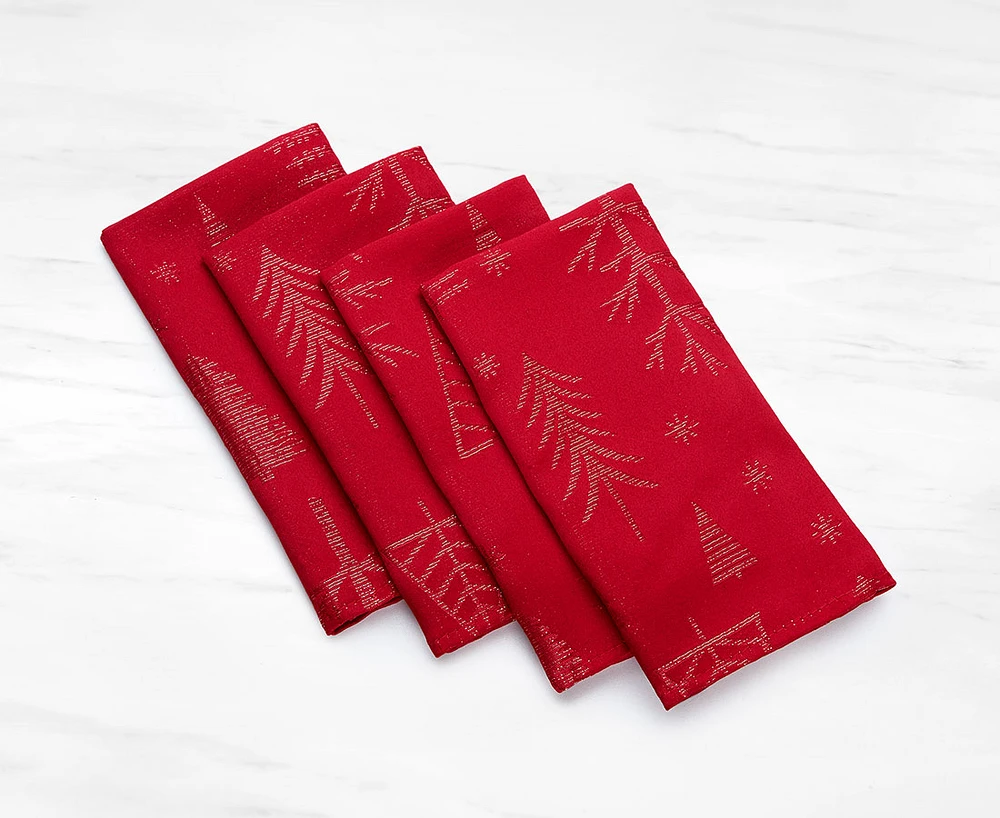 Festive Napkins, Set of 4, Red