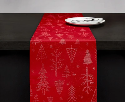 Festive Table Runner, Red, 13 x 90 in