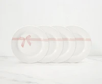 Ribbon Side Plates, Set of 4, White and Pink