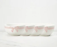 Ribbon Bowls, Set of 4, White and Pink