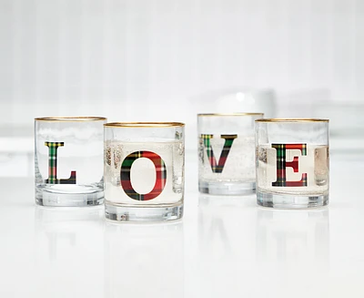 Love glasses, Set of 4, Clear and multicolour