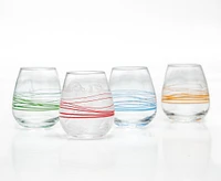 Razzle Drinking Glasses, Set of 4, Clear and Multicolour