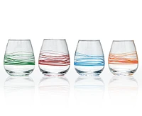 Razzle Drinking Glasses, Set of 4, Clear and Multicolour