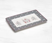 Snowfall Rectangular Platter, White and Grey