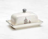 Snowfall Butter Dish, White and Grey