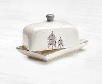 Snowfall Butter Dish, White and Grey