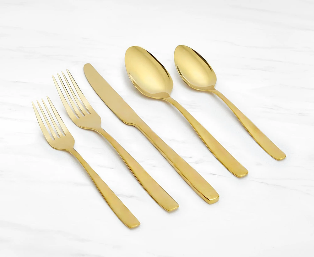 Victoria 20-Pc Flatware Set, Gold