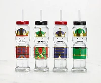 Nutcracker Glasses with Straw, Set of 4