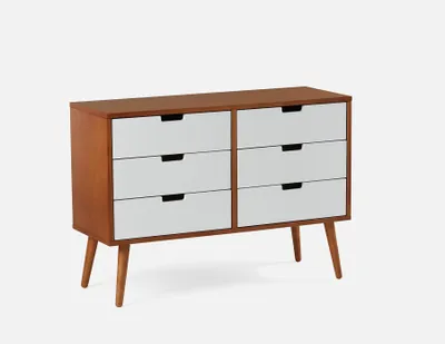EMMA lacquered and teak veneer 6-drawer dresser