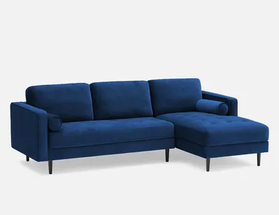 KINSEY velvet right-facing sectional sofa