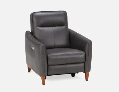 PALMER power-reclining 100% leather armchair with usb port