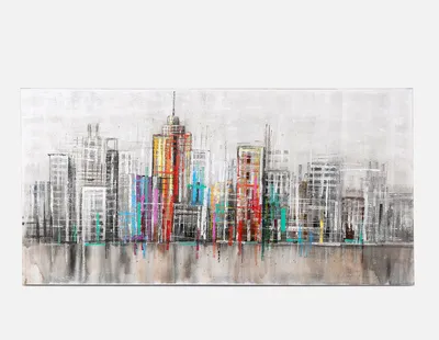 DOWNTOWN hand-painted wall art 140 cm x 70 cm